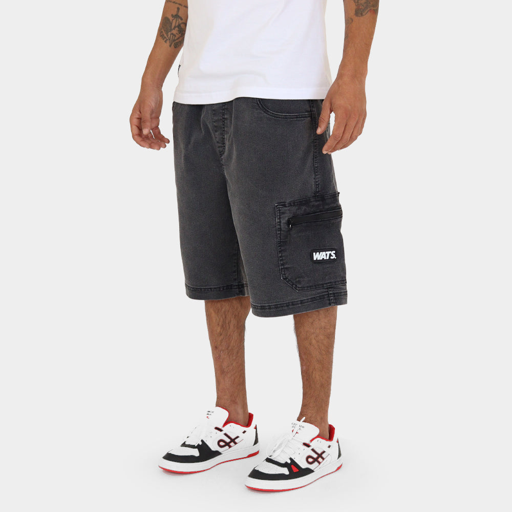 Bermuda Wats Jeans Pocket Preto Marmorizado