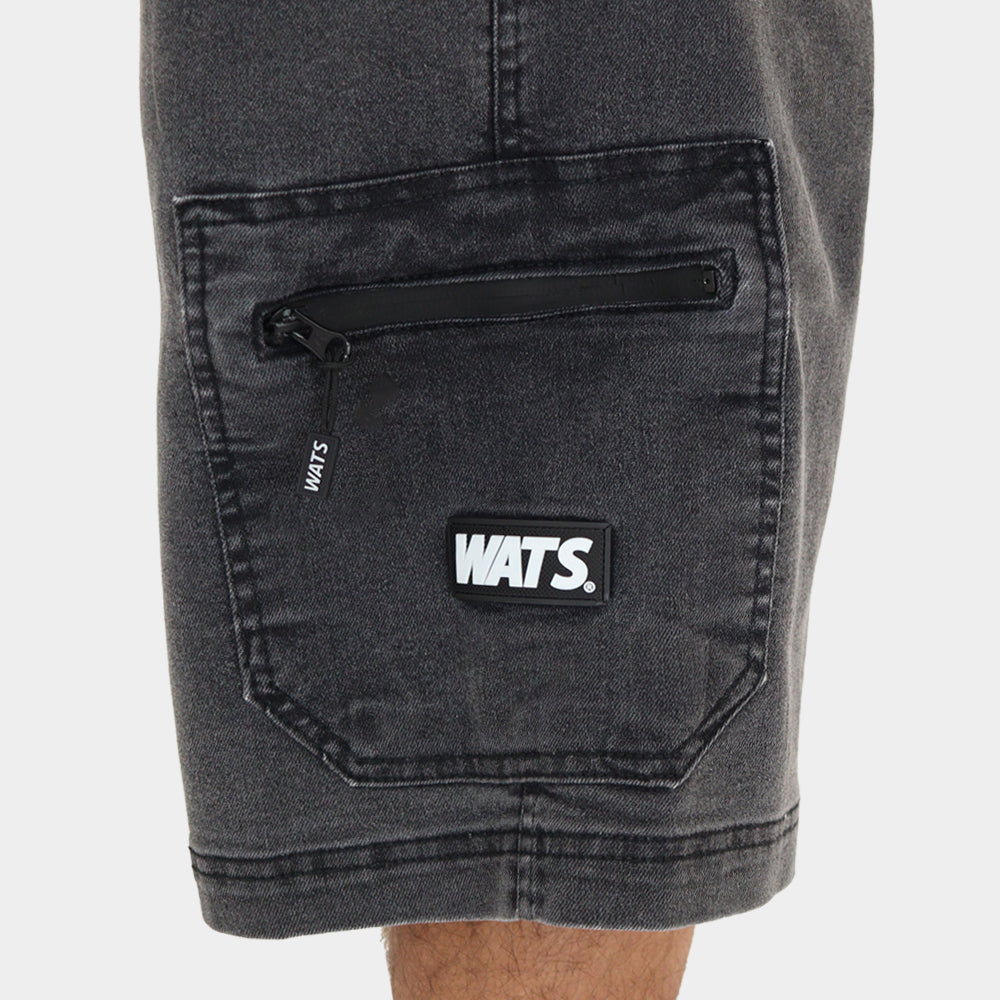 Bermuda Wats Jeans Pocket Preto Marmorizado